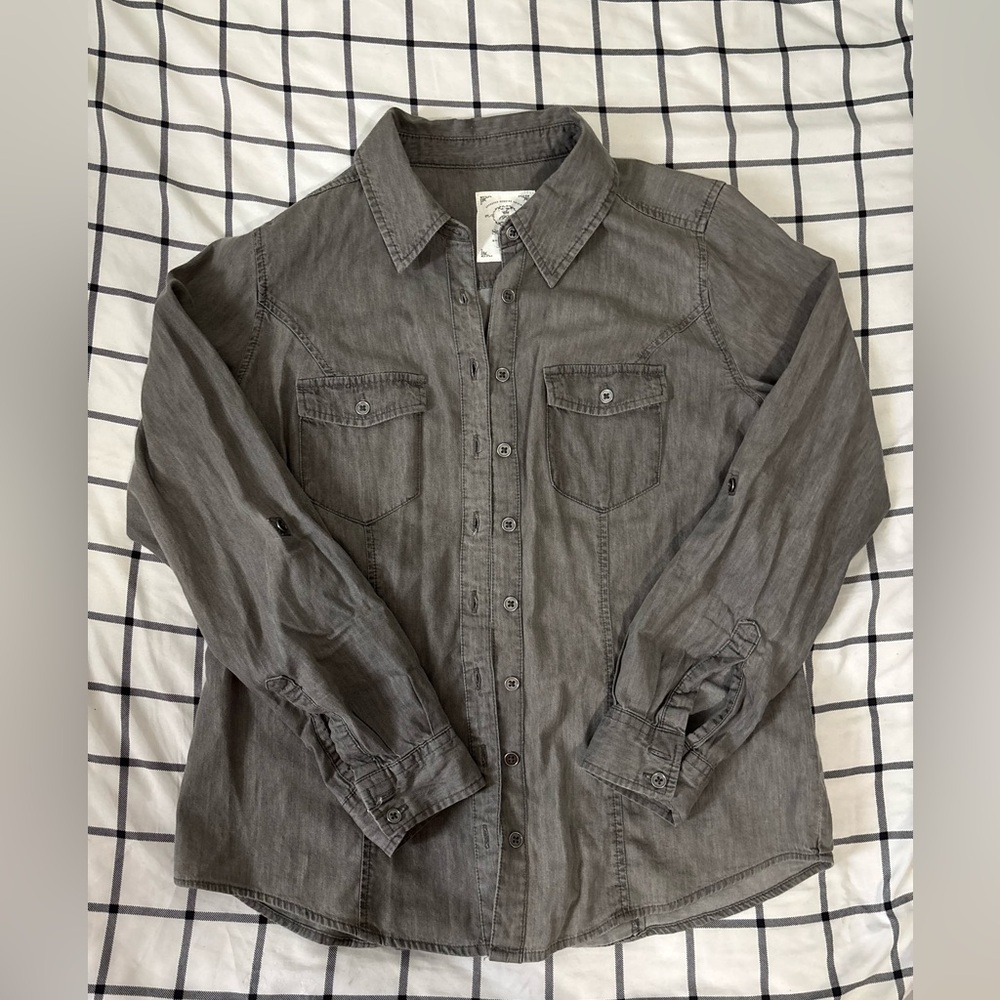 Gray Button-Up Bella Swan Shirt Petite